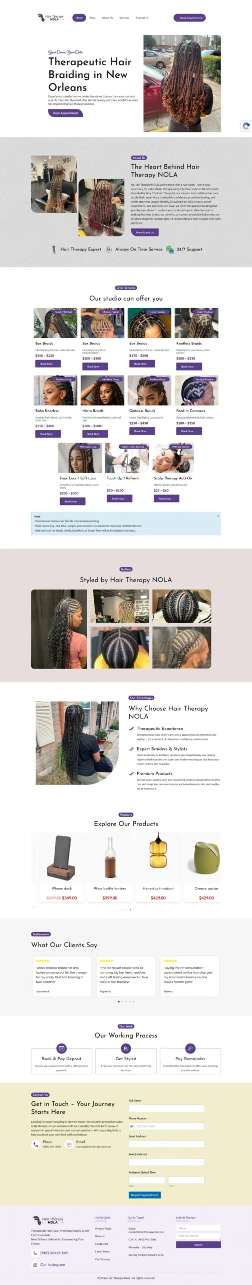 Hair Therapy Nola website