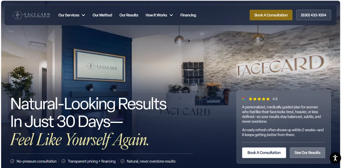Facecard MedSpa website